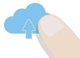 Finger over cloud icon on white background. vector