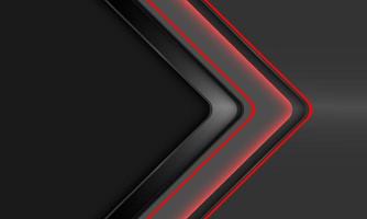 Abstract red neon light arrow direction geometric on grey metallic blank space design modern futuristic background vector
