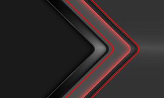 Abstract red neon light arrow direction geometric on grey metallic blank space design modern futuristic background vector