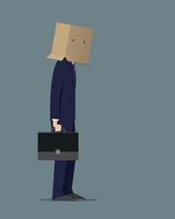 Businessman with carton box instead of head. vector