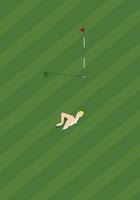 Professional man swimmer inside golf course. vector