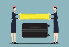 Hostesses measuring trolley size. vector