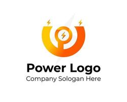 letter o with power logo design vector