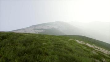 paisagem aérea de colinas verdes no nevoeiro video