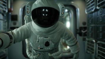 8K astronaut inside the orbital space station video