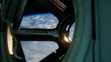 Cockpit view from International Space Station operating nearby of planet Earth video