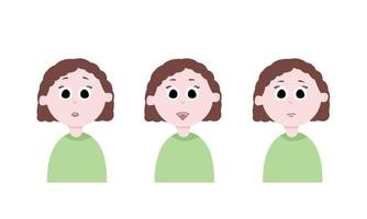 Girl characters. Cartoon. Various expressions set vector