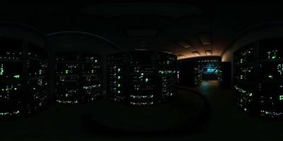 centre de données sombre futuriste vr360 avec métal et lumières video