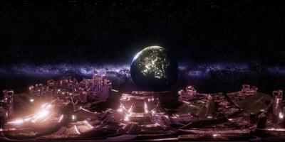 großes außerirdisches Mutterschiff. VR 360 virtuelle Realität video