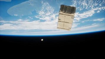 old wood box on Earth orbit video