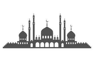 Islamic architecture silhouette. Mosque with minarets on skyline. Istanbul cityscape isolated on white background. vector