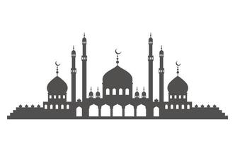 Islamic architecture silhouette. Mosque with minarets on skyline. Istanbul cityscape isolated on white background. vector