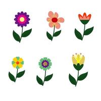 paquete de flores de colores vector