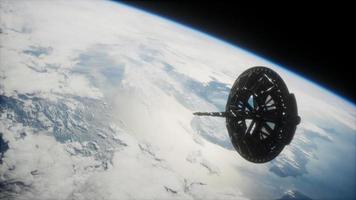 futuristic Space satellite orbiting the earth video