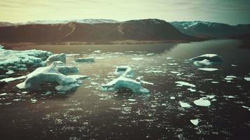 pequenos icebergs e blocos de gelo no mar perto da Islândia video