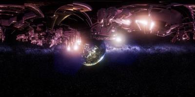 grand vaisseau-mère extraterrestre. réalité virtuelle vr 360