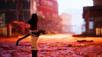 old rusted water pump in Wild West town video