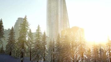 città e foresta nella neve video