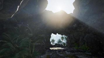 Sunlight through the chimney cave in Thailand. video