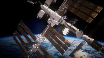 International Space Station in outer space over the planet Earth video