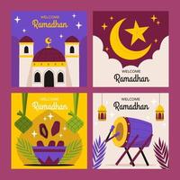 Bienvenido ramadán publicación en redes sociales vector