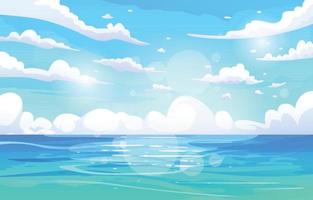 cielo azul con hermosos paisajes del océano vector
