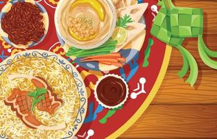 iftar con deliciosa comida exclusiva de oriente medio vector