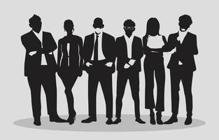 A Team of Business man and Woman Silhouettes vector