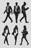 Walking Business man and Woman Silhouettes vector