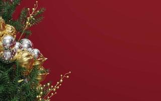 3D rendering árbol de Navidad sobre fondo rojo. foto