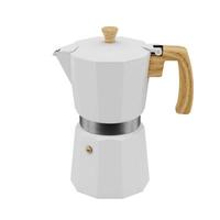 White moka pot coffee machine 3D rendering photo