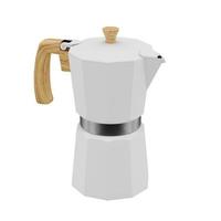 White moka pot coffee machine 3D rendering photo