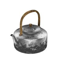 Thai kettle style had berned with wood handle 3D rendering photo