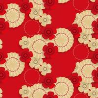 Japanese seamless pattern with umbrella and flowers. Vector New year holiday 3d Illustration