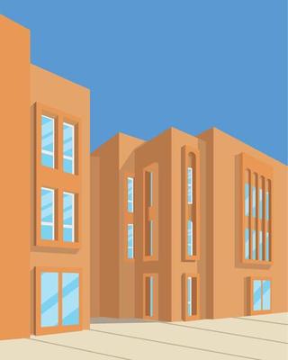 minimalist architecture illustration design with pastel color