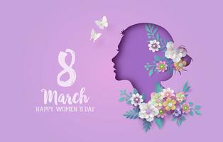International Women's Day 8 march with frame of flower and leaves photo