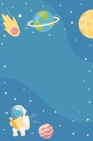 otro afiche espacial del espacio profundo con planetas y estrellas, cometas y astronautas en un estilo plano. vector