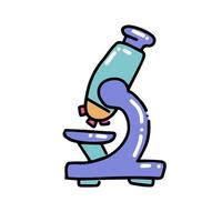 Simple microscope icon illustration. Chemical equipment in flat color outlined hand drawn childish doodle style. Color scribble print concept on white background. Kid chemistry and science vector