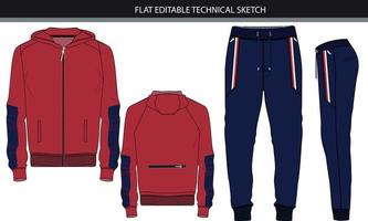 Hoodie and jogger set flat sketch vector file