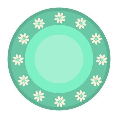 Ceramic plate with ornament. Kitchen utensils and dinnerware.