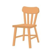 Classic wooden chair. Solid wood seat for dining table, simple natural beauty design. vector