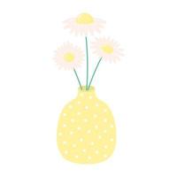 Daisy flowers in a polka dot vase. Still life in pastel colors. vector