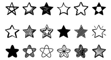 set of doodle stars cartoon illustrations isolated for background , posters, print, banners, web, and concept design. vector illustration.