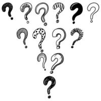 Set of hand drawn question marks. vector illustration.