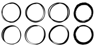 set of hand drawn vector doodle circle line sketch isolated on white background.