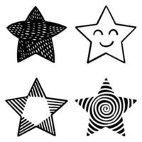 set of doodle stars cartoon illustrations isolated for background , posters, print, banners, web, and concept design. vector illustration.