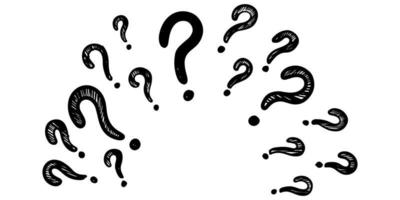 Set of hand drawn question marks. vector illustration.