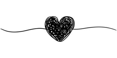 corazón dibujado a mano con línea delgada, forma divisoria, garabato redondo grungy enredado aislado en fondo blanco.ilustración vectorial vector