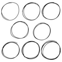 set of hand drawn vector doodle circle line sketch isolated on white background.