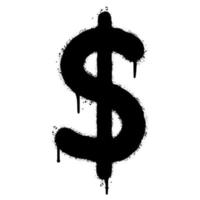 icono de graffiti dólar rociado aislado sobre fondo blanco. icono de moneda ilustración vectorial vector